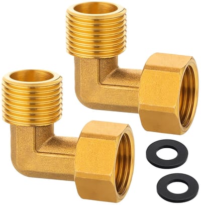 Dailygoods- Hoekschroefverbinding 90° - 1/2 inch Messing - Beweegbaar - Corrosiewerend - 2 Stuks - Lange levensduur - Pijpbocht