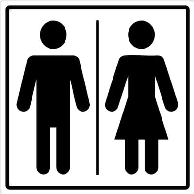 Gezamenlijk toilet bordje | gecoat dibond materiaal | 10 x 10 cm