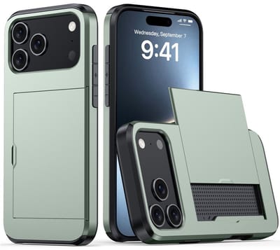 Coverup Hoesje - Geschikt voor iPhone 17 Pro Max Hoesje - Coverup Hybrid Card Slider Back Cover - Groen