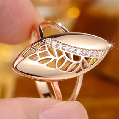 Bagues Tendance Fleur Creuse Marquise Métal Zircon Blanc Pour Femmes Hommes Mode Vintage Couleur Or Anneaux de Fiançailles Bijoux de Mariage 7