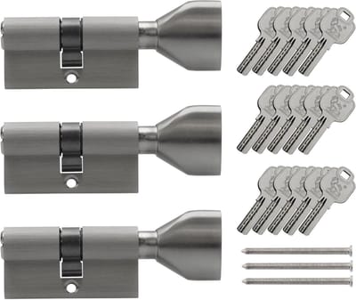 Knopcilinder 70 mm 35/35 gelijksluitend inclusief 15 sleutels
