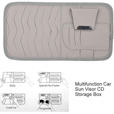 Multifunctionele PU Lederen Auto Zonneklep Houder Zonnescherm CD Opbergkoffer Organizer Grijs grijs