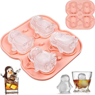 Leuke Pinguïn Siliconen IJsblokjesvorm, Mini IJsblokjesvorm voor Whisky en Cocktails, Snelle Bevriezing en Eenvoudig te Verwijderen, Perfect voor Feestjes en Verfrissende Drankjes