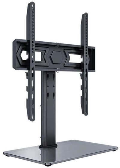 Support TV pied central - Stell - SHO 4800 - Écrans 32 à 55 pouces - Capacité 40 kg - Inclinaison +/-25° - Acier / verre