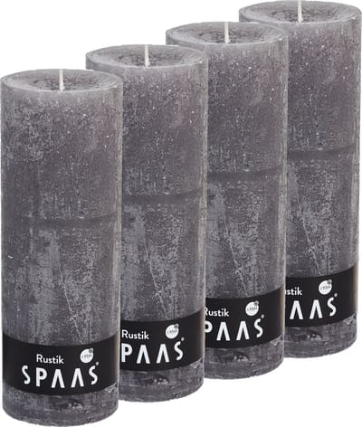 Spaas Rustieke Stompkaarsen 70/190 mm - Taupe - circa 95u - 4 kaarsen