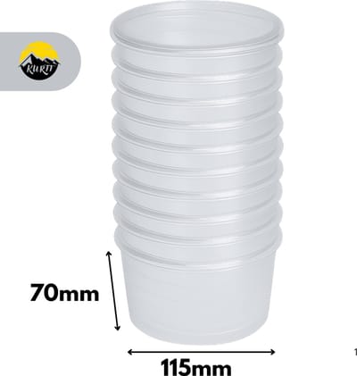 50x Plastic Vershoudbakjes met deksel (stevig) - Meal Prep Bakjes rond - Diepvriesbakjes / 500ml, 115x70mm - magnetronbestendig, vaatwasmachinebestendig