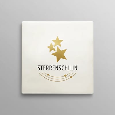 Sterrenschijn Keramische Tegel – Elegante Gouden Sterren Quote Wanddecoratie – 15 x 15 cm