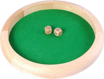 Dobbelpiste Houten Dobbel Bord met Vilt 30 cm Rond