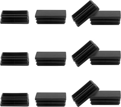 Rechthoekige Buiseindkappen - Plastic Pluggen Stoelpootdoppen - Vloeren Beschermen - Verdikte Antislip Basis - 25 mm x 50 mm - Zwart