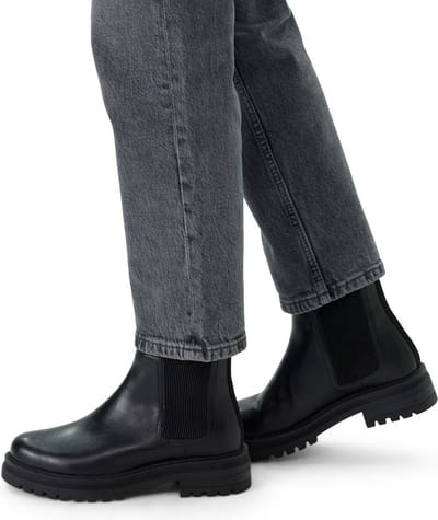 Manfield - Dames - Zwarte leren chelsea boots - Maat 38