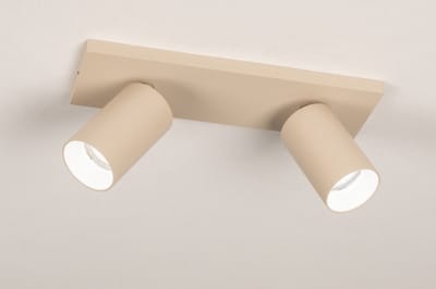 Lumidora Opbouwspot 75214 - DANI - 2 Lichts - GU10 - Beige - Zand - Metaal - Badkamerlamp - IP21