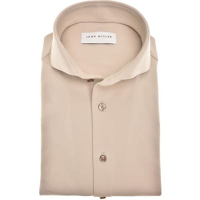 John Miller Overhemd Plain Color Hyperstretch Cutaway Collar Licht Bruin / male