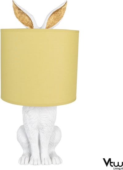 Tafellamp Woonkamer Slaapkamer - Nachtlampje Kinderen Volwassenen - Nachtlampjes - Tafellampen - Sfeerlamp - Cadeau - Tafel Lamp Konijn - Wit - Geel - 20 x 20 x 45 cm