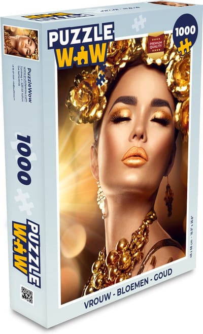 Puzzel Vrouw - Bloemen - Goud - Legpuzzel - Puzzel 1000 stukjes volwassenen