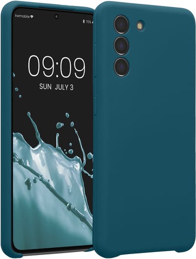 kwmobile telefoonhoesje geschikt voor Samsung Galaxy S21 - TPU backcover met siliconen coating - Smartphone case in mat petrol