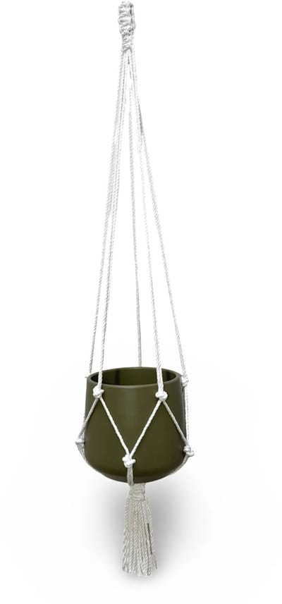 Plantenhanger 'Classic' - Kies kleur en lengte - Wit - 100 cm lang - Katoenkoord - Geschikt voor Pot met Diameter t/m 20 cm - Handgemaakt in ons Macramé Atelier - Prijs per Stuk - Let op: Exclusief Pot - Inclusief Verzendkosten