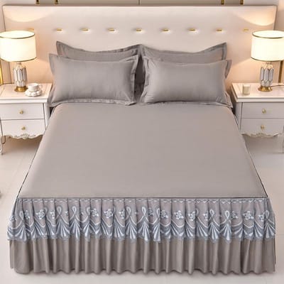 Kanten bedrok Luxe prinses meisje sprei Queen King Size Lente hoeslakens Matrashoes Retro beddengoed met rok A pair of pillowcase