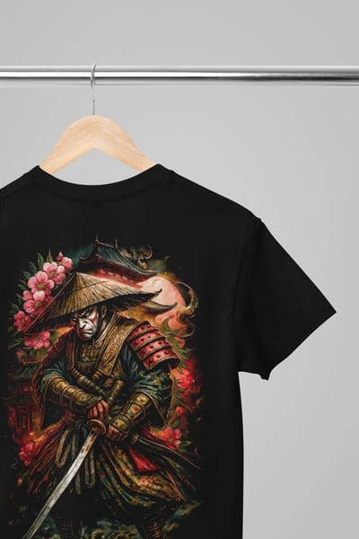 Oversized shirt - Japanese samurai - Wurban Wear | Draak | Anime streetwear | Asian streetwear | Streetwear | Geisha | Techno outfit | Fantasy shirt | Gym shirt | y2k | Tattoo | Urban | Grote maten | Japanese mythology | Samurai | Zwart