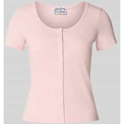 slim fit T-shirt met doorlopende knoopsluiting