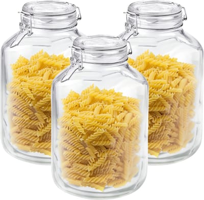 Weckpot/inmaakpot - Set van 3x stuks - 5000 ml - glas - beugelsluiting - D17 x H29 cm