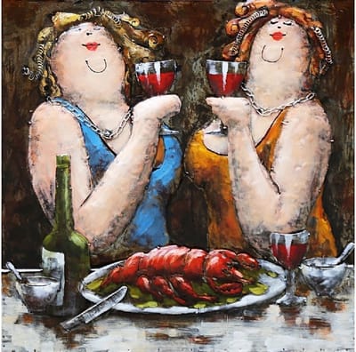 3d Painting Metal 80x80cm 2 Dames | Schilderijen | 3d Schilderijen Metaal | 3d Schilderijen Metaal Maat 80x80cm | 1 Jaar Garantie
