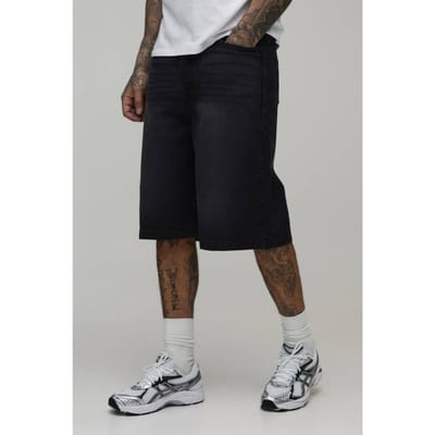Tall Essential Relaxed Fit Denim Jorts | Washed Black | Size 56