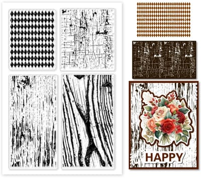 aladdien - Retro Dambord Stempels - Creatief Kaarten Maken - Transparant - Vintage Houtnerf Stempel - Ideaal voor Scrapbooking en DIY - 1 Set