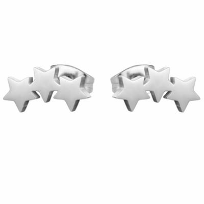 RVS oorbellen- drie sterren-Charme Bijoux