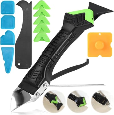 Siliconen Verwijder Tool Set, 5-in-1 Voegen Schraper met Siliconen Trekker en Voegenmes voor Keuken, Badkamer en Vloer, Perfect voor Renovatie en Onderhoud