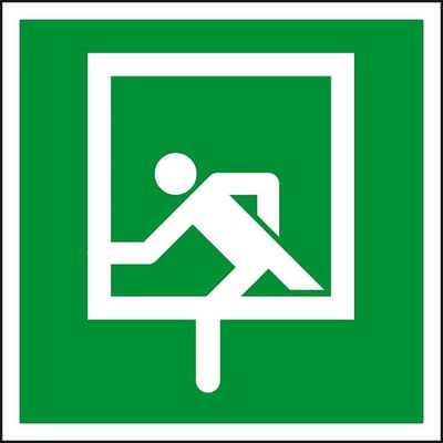 Noodraam sticker - ISO 7010 - E016C 100 x 100 mm