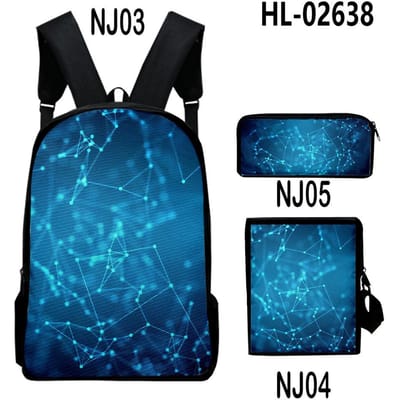 Klassiek Nieuwigheid Technologie stijl 3D Print 3 stuks/Set leerling Schooltassen Laptop Dagrugzak Rugzak Schuin gedragen schoudertas Etui