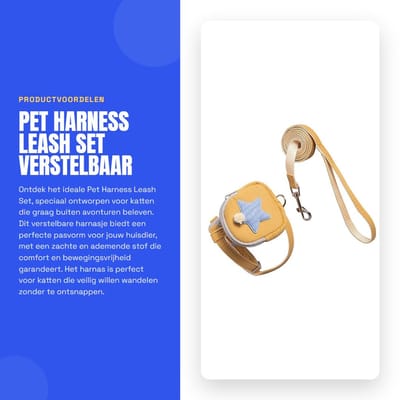 Dailygoods- Kattenharnas Verstelbaar - Kattentuigje met Looplijn - Ademend Vestharnas - Schattige Tas - Lichtgewicht - Comfortabel Draagcomfort - Huisdierenharnas