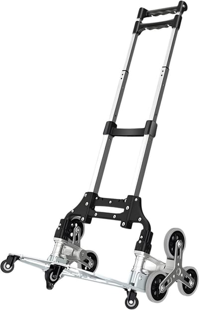 Winkelwagen – Voor boodschappen en buitengebruik – Draagbare opvouwbare aluminium trolley met 4 wielen, trapklimmend – black