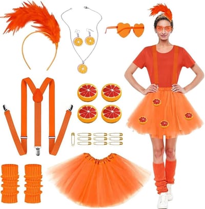 Vrouwelijk carnaval kostuum voor feestelijke gelegenheden, kleurrijke outfits en accessoires