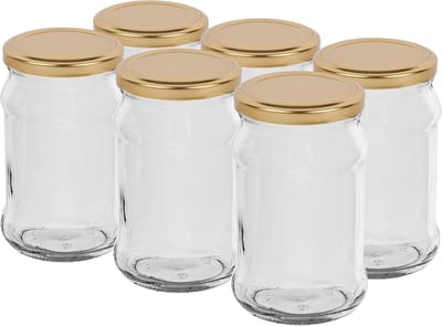 Puurmaken 300ml twist off pot met gouden deksel Ø66 - 6 stuks - glazenpot - jampot
