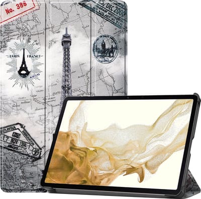 Hoes - Geschikt voor Samsung Galaxy Tab S8 - Dun & Stevig - Trifold Bookcase - Hard Cover - Hardcover Book Case - Tablet Hoesje - Eiffeltoren