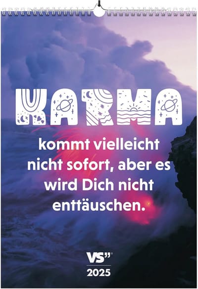 Karma Wandkalender 2025 met Ironic en Grappige Spreuken - Maandelijkse Kalender A3