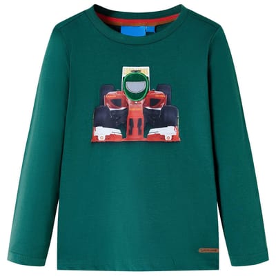 vidaXL - Kindershirt - met - lange - mouwen - 128 - groen