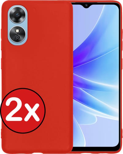 Hoesje - 2 Stuks - Geschikt voor OPPO A17 - Sterk & Shockproof - Telefoonhoes - Back Cover - Case Siliconen - Telefoon Hoes - Rood