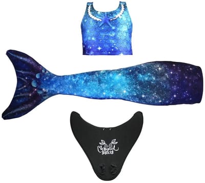 Mermaid Sisters Zeemeermin Staart Set voor Meisjes - Blauw - Maat 38-40 - Monovin & Bikini Zeemeermin Zwemkleding