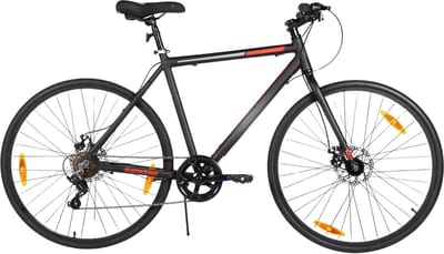Racefiets – Voor heren en dames – Lichtgewicht aluminium frame, 7 versnellingen, dubbele schijfrem – Zwart, 71 cm