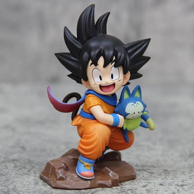 9cm Dragon Ball Kawaii Figuur Kindertijd Son Goku Houdt Puaru Actiefiguren Anime Model Poppenverzameling Bureau Decoratie Speelgoed black