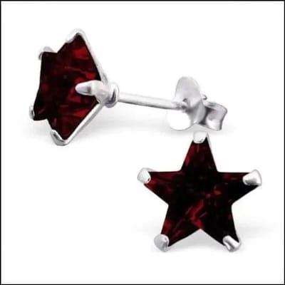 Aramat Jewels | Oorbellen | Zilveren Zirkonia Ster Oorstekers – Meerdere Kleuren & Maten 925 Zilver | 8mm / Rood | | | Zilver | Kinderen, Volwassenen | Verkleurd niet