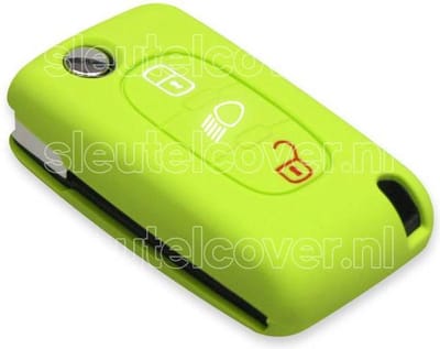 Autosleutel Hoesje geschikt voor Peugeot - SleutelCover - Silicone Autosleutel Cover - Sleutelhoesje Lime groen