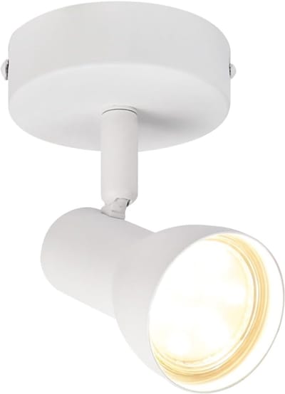 Glitzerlife - Plafondspot Plafondlamp - draaibare Opbouwspot - 1xGU10 fitting - 350° verstelbaar - metalen plafondspot - Moderne Plafondverlichting - Ø8.9cm - Wit