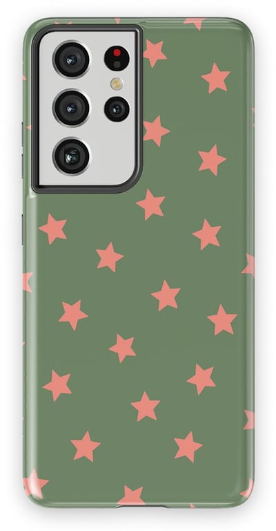 DripCase Hoesje Samsung Galaxy S21 Ultra | Sterren Design | Magnetisch Opladen | 2-in-1 Ontwerp | Stars Backcover Pink Moss