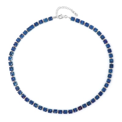 Cavill - 925 Sterling Zilver Verstelbare Halsketting - Royal Blue Hematiet 6mm 96,718 ct & Zilver Hematiet 2mm 5,746 ct
