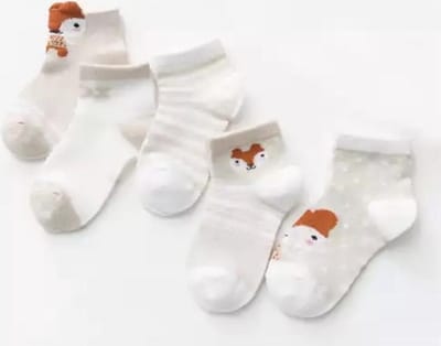 5 paar New born Baby sokken - set babysokjes - 0-6 maanden - Bruine Babysokken - Vos - Multipack - Dierensokken - Kraamcadeau voor Jongen of Meisje - Babyshower Cadeau - Kraammand