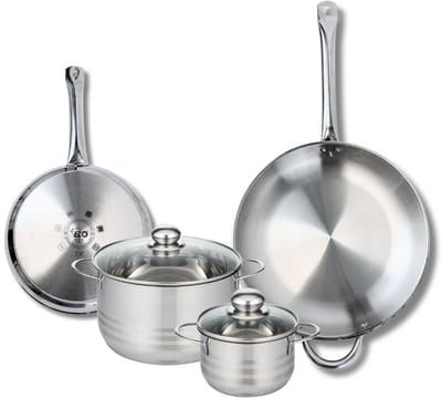 Set van 2 Koekenpannen 24 en 32 cm en 2 Kookpotten 14 en 20 cm Elo Profi Brillant