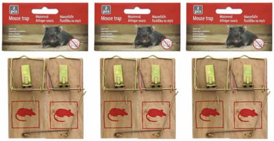 Muizenval 6 stuks - Rattenval - Houten - Val - Tegen Muizen - Ratten - Rat - Muis- Ongediertebestrijding - Muizenvallen - Klapval - Kaas